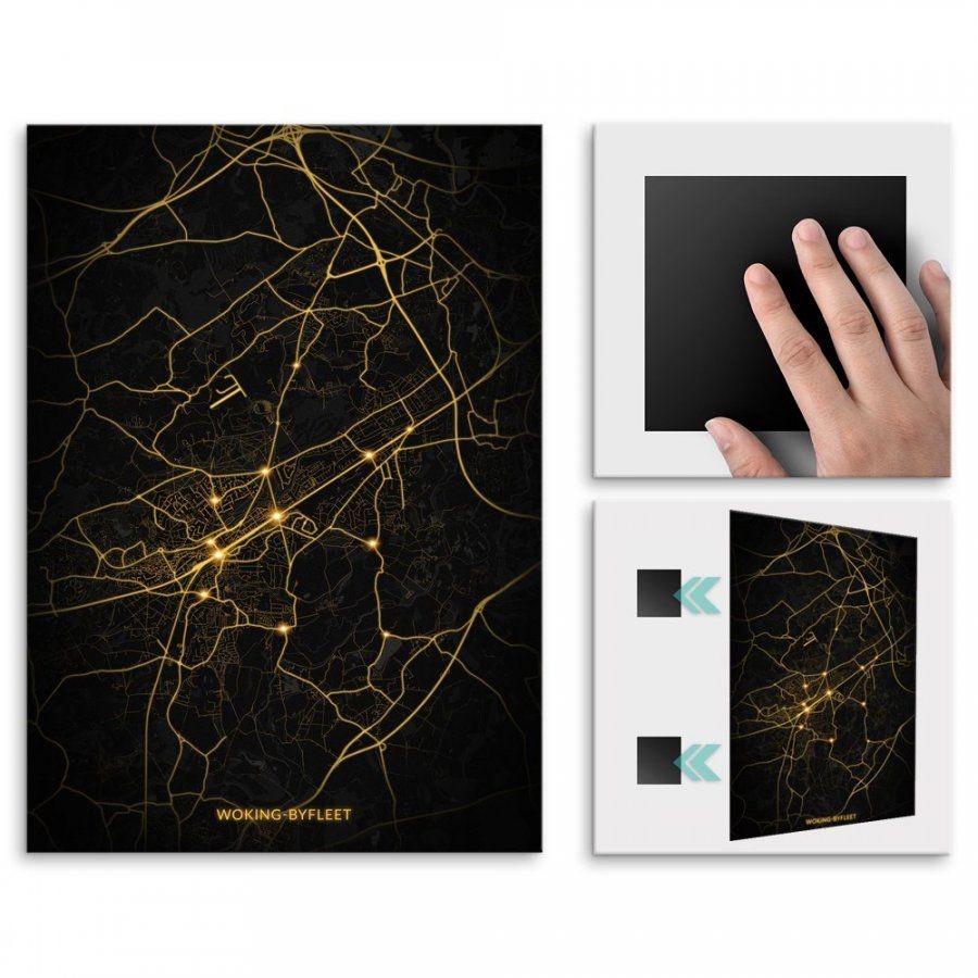 Pix4home Plakat metalowy Mapa City Lights Byfleet M POS-M-04407