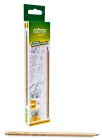 Cricco Ołówek trójkątny natura z gumką HB (12szt) CRICCO
