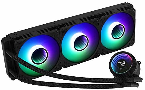 Aerocool MIRAGEL360, chłodzenie ciekłym procesorem chłodzenia, 3 x wentylator 12 cm ARGB, TDP 550 W, czarny MIRAGEL360