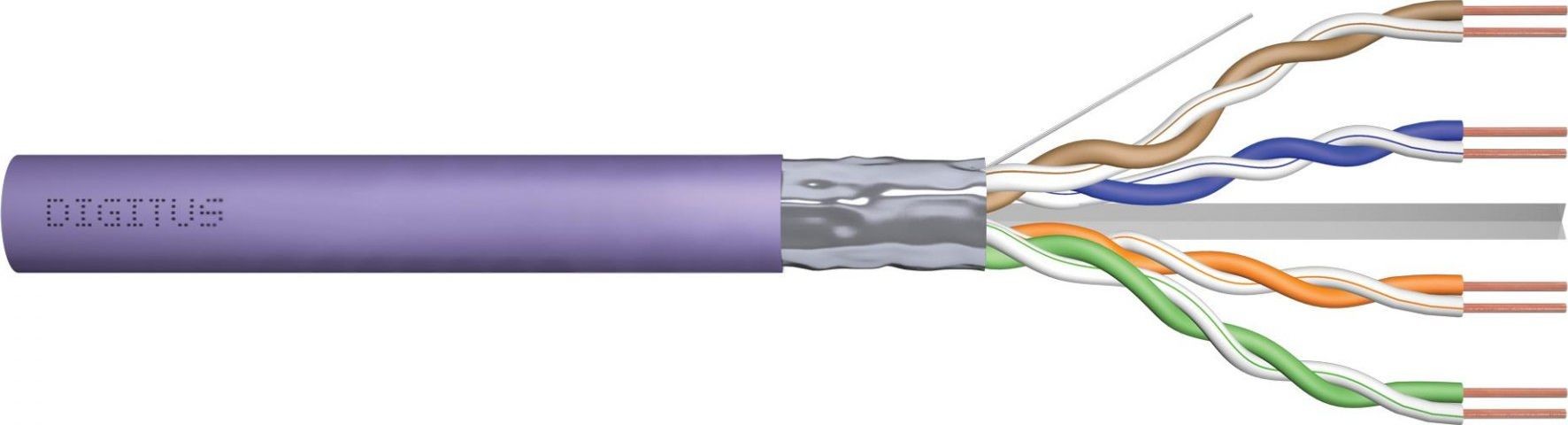 Digitus Kabel teleinformatyczny instalacyjny kat.6 F/UTP Dca drut AWG 23/1 LSOH 50m fioletowy ofoliowany DK-1624-VH-05