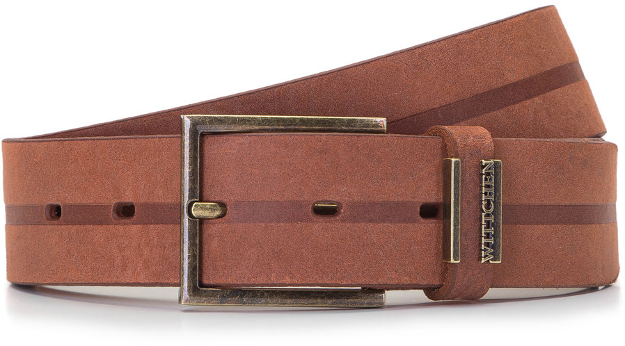 Wittchen Męski pasek z nubuku z tłoczoną linią 92-8M-358-5