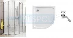 Ravak Chrome CSKK4-90 90x90 profil bright alu szkło transparentne + brodzik 3Q170C00Z1/XA247701010