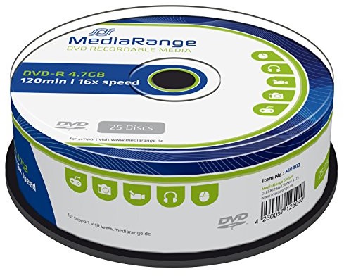 MediaRange MR403 płytach DVD-R 16 X 4,7 GB (25 sztuk) 4260057125040