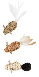 Flamingo 3 kot kot z myszy do gry z wodorosty z piórami (naturalny) do gry 2,5 x 5 cm.