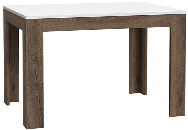 shumee Stół rozkładany Dąb Szlachetny Biały Połysk