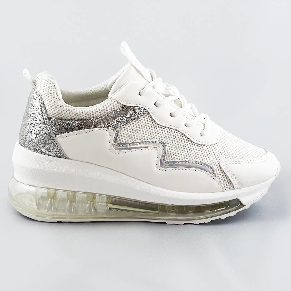 H&D BUTY SPORTOWE DAMSKIE Z TRANSPARENTNĄ PODESZWĄ BIAŁE (YM-148) - H&D