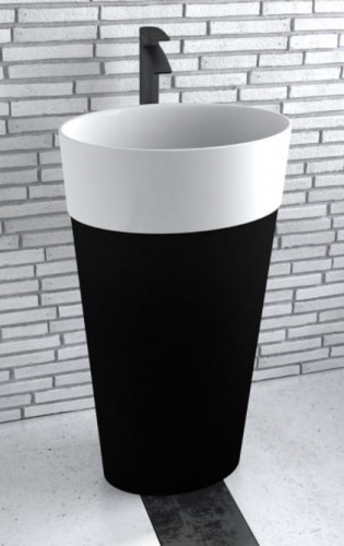 Zdjęcia - Umywalka Besco PMD  Uniqa Black&White  wolnostojąca 46x32x84 cm czarna/biała 