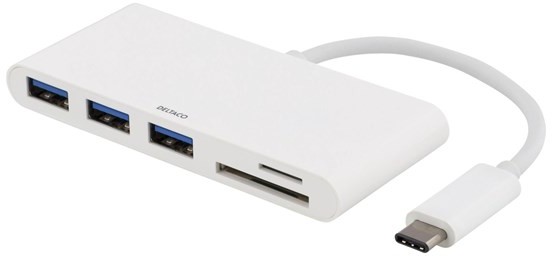 DELTACO DELTACO USB 3.1 Gen 1 hub USB-C 3USB A SD/micro USB hub - 3 - Biały USBC-HUB