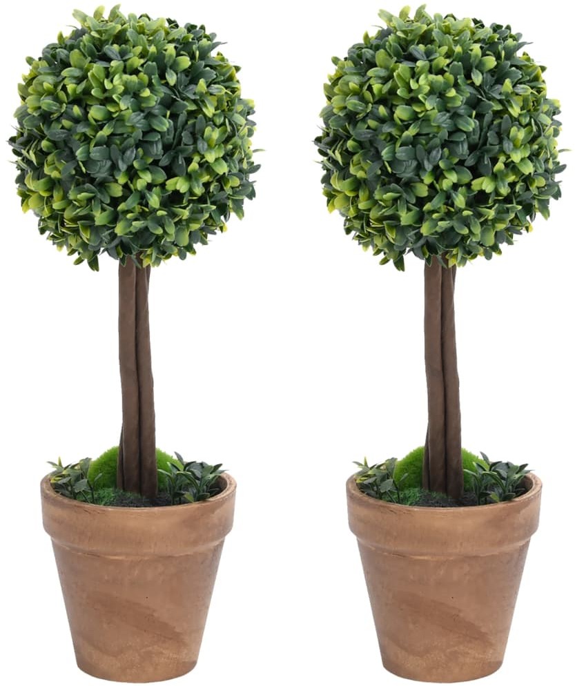 vidaXL Kule ze sztucznego bukszpanu w doniczce, 2 szt., zielone, 41 cm