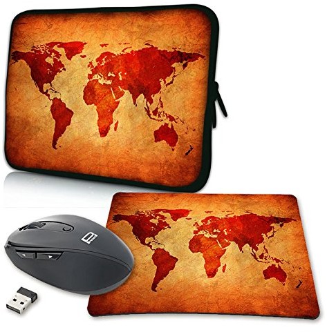Pedea PEDEA Design etui ochronne torba na notebooka do 15,6 cala (39,6 cm), brązowy (brown global map) 39,6 cm (15,6) + mysz i podkładka 4048466917933