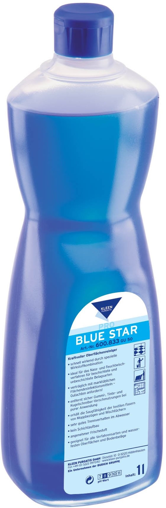 Kleen Purgatis PURGATIS BLUE STAR 1l. uniwersalny do mycia wszelkich powierzchni wodoodpornych BLUE STAR 1l