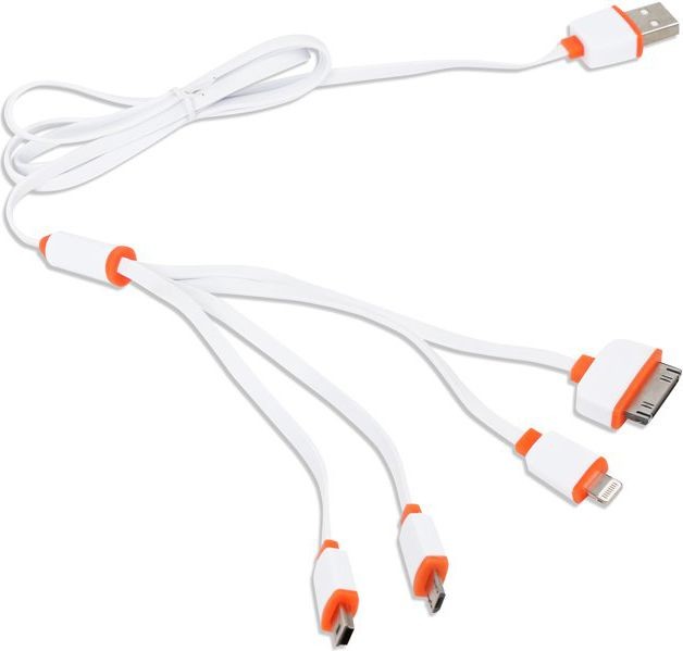 Omega Kabel USB 4w1 microUSB miniUSB iPhone4 Apple 30pin biało-pomarańczowy OUCK4WO OUCK4WO