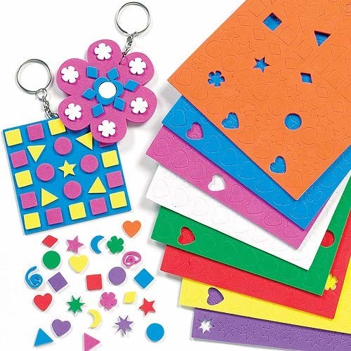 Baker Ross Baker Ross ET100 Mini naklejki piankowe opakowanie ekonomiczne 8 różnych kolorowych arkuszy z 150 naklejkami w różnych kształtach / arkusz dzieci artykuły do majsterkowania kolaż (opakowanie 1200) ET100