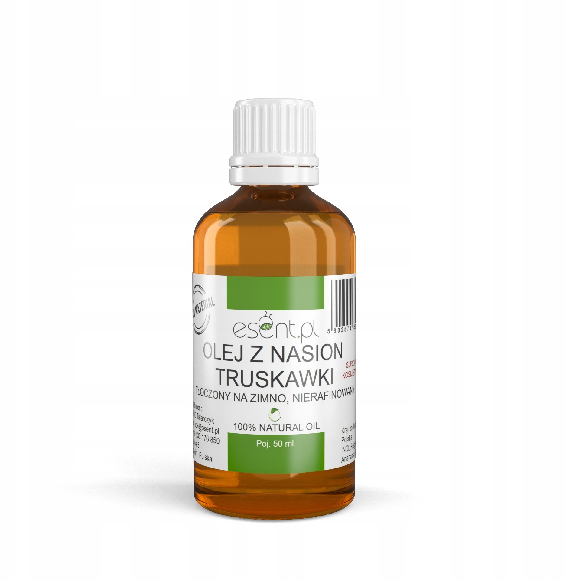 Olej Z Nasion Truskawek nierafinowany , Cp 50 ml.