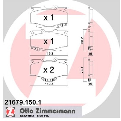 ZIMMERMANN Zestaw klocków hamulcowych, hamulce tarczowe 21679.150.1