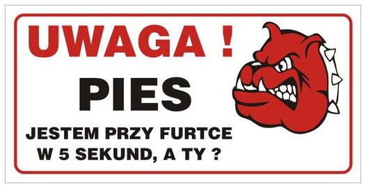 Znak informacyjny UWAGA PIES