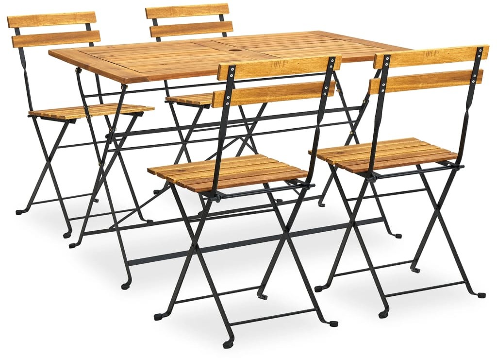 vidaXL 5-cz. zestaw składanych mebli ogrodowych, lite drewno akacjowe