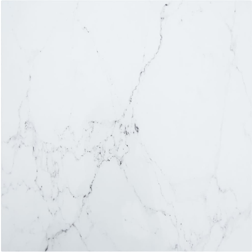 vidaXL Lumarko Blat stołu, biały, 70x70 cm, 6 mm, szkło ze wzorem marmuru 322256