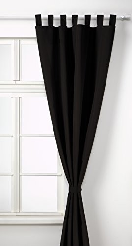 Gardinenbox zasłony z pętlami i taśmą ściągającą, makosatyna , czarny, 245x140 cm 20400