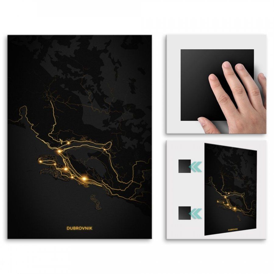Pix4home Plakat metalowy Mapa City Lights Dubrownik M POS-M-03749