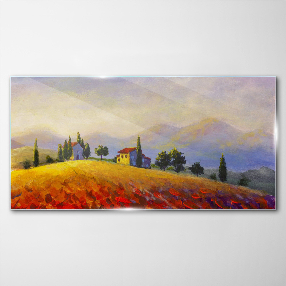 PL Coloray Obraz na Szkle Wzgórze Drzewa Krajobraz 140x70cm