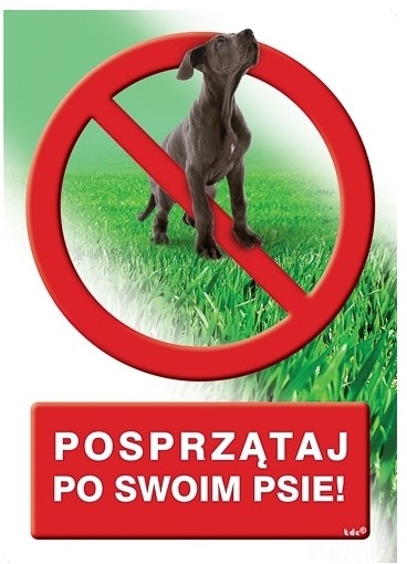 Znak posprzątaj po psie 14 8 x 21 cm