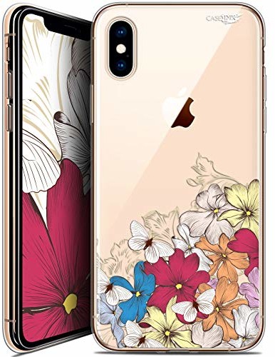 Caseink Etui ochronne do Apple iPhone XS/X, ultracienkie, motyw: Chmura Floral CRYSPRNTIPHONEXFLORALBACK