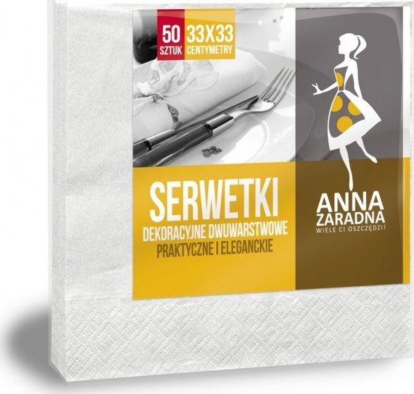 Anna Zaradna Serwetki dwuwarstwowe składane 33x33cm 50 szt. białe biały ST-AZ-015672