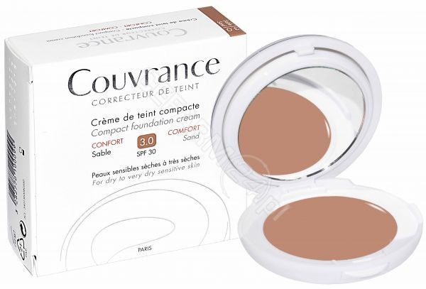 Avene Couvrance kremowy podkład w kompakcie COMFORT SPF30 skóra wrażliwa sucha i bardzo sucha piaskowy 10 g