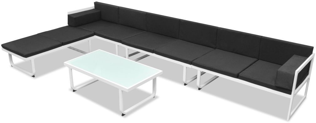 vidaXL Zestaw wypoczynkowy do ogrodu, 17 części, czarno-biały