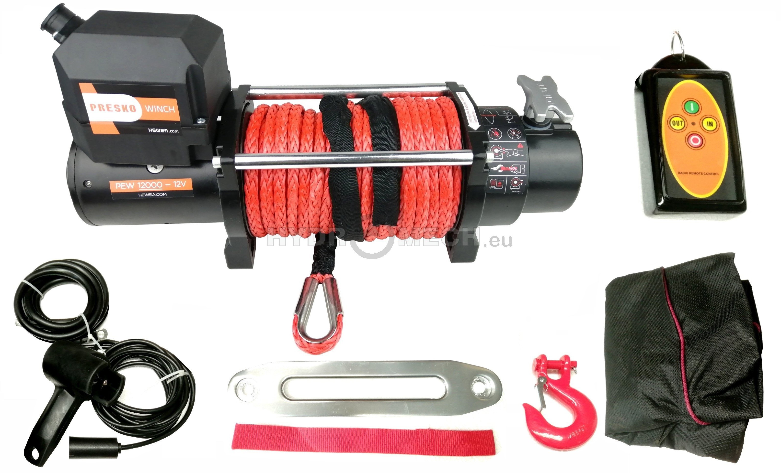 PRESKO Wyciągarka Presko Winch z liną syntetyczną - PEW12000 12V - 5,5T - 12000lbs PEW12000-12V-SR