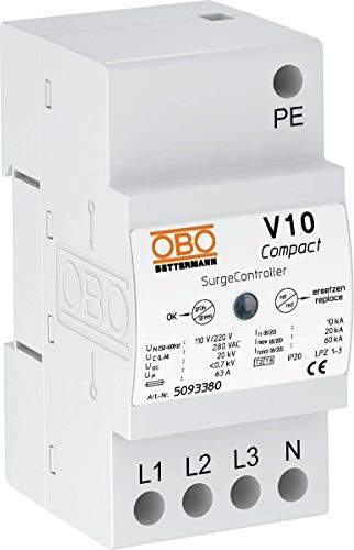 OBO Bettermann V10-Compact Ochronniki przepięciowe dla sieci TN i TT, sieci 3 + NPE 5093380
