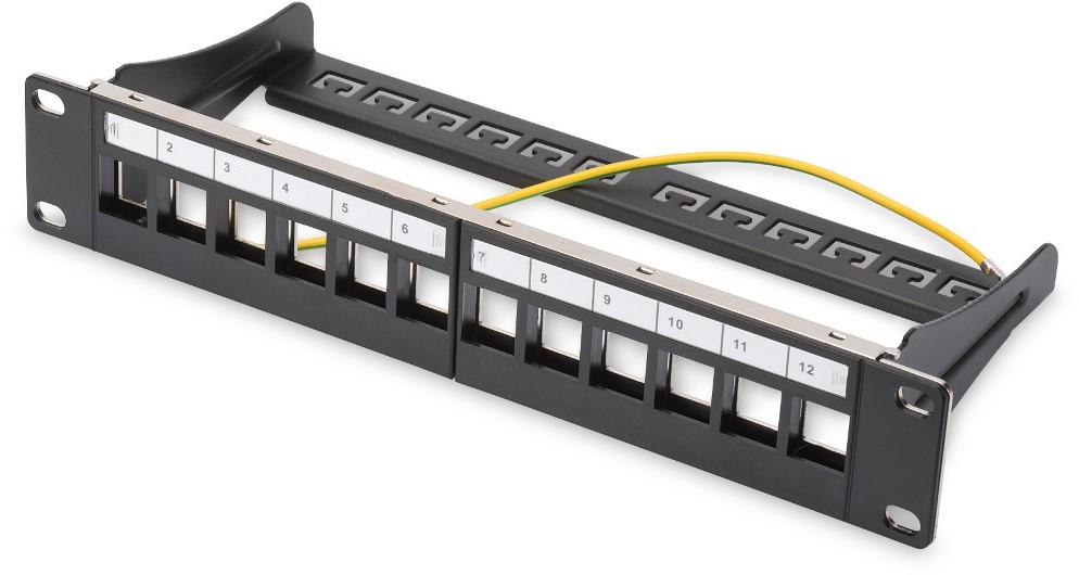 Digitus Patch panel 10 12-port 1U modularny Keystone wspornik czarny (DN-91420)