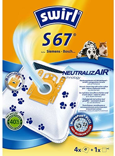 Swirl S67 NeutralizAir worki do odkurzacza Siemens 4 sztuki + 1 filtr 202614