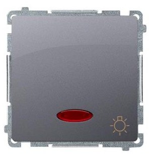 Kontakt Kontakt_Simon Przycisk światło z podświetleniem (moduł) 10AX. 250V. szybkozłącza srebrny mat BMS1L.01/43