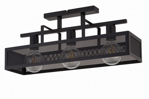 Sigma czarna lampa sufitowa na 3 żarówki ALBERT 3 32174 prostokątna krótka lampa do sufitu loft 32174