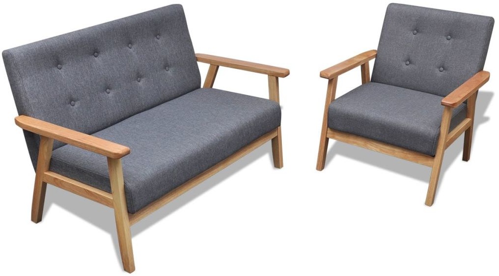 vidaXL Zestaw wypoczynkowy drewniana sofa i fotel Retro