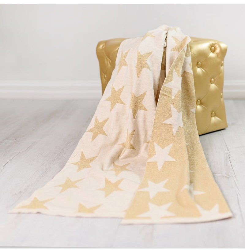 Bizzi Growin Bizzi Growin Gold Stars Blanket kocyk tkany Złote Gwiazdy
