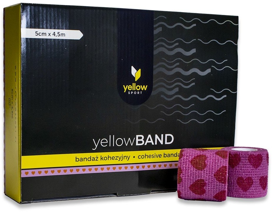 YellowSPORT Bandaż samoprzylepny YellowBAND różowy w serca 12 szt. 5cm x 4.5m 12 szt. |   NN-MZA-BYBR-001