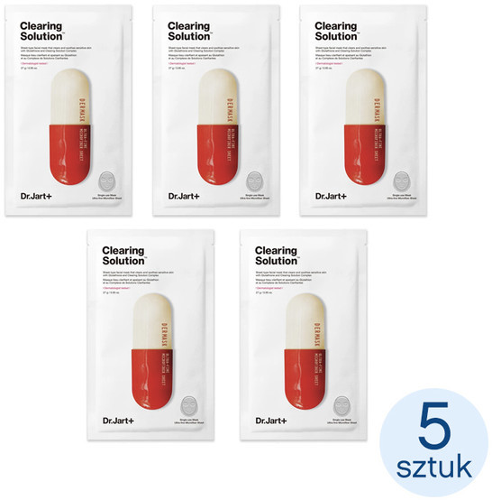 Dr. Jart+ Dr. Jart+, zestaw maseczek do twarzy w płachcie Dermask Micro Jet Clearing Solution, 5szt.
