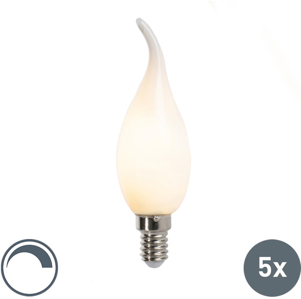 LUEDD Zestaw 5 x żarówka świeczka LED E14 3W 250lm F35 ściemnialna
