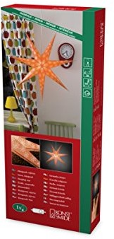 Konstsmide 2933  185 pomarańczowej gwiazda papierowa z białym wzorem i 7 ząbkowanym wzorem, perforowane, 78 x 78 cm/do użytku wewnątrz pomieszczeń (IP )/230 V/wewnętrznych bez źródeł światła/z kablem/ 2933-185