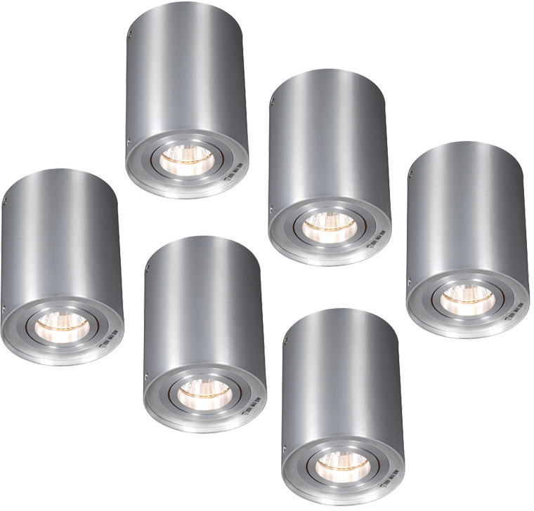 QAZQA Zestaw 6 x spot regulowany aluminium - Rondoo 1 up