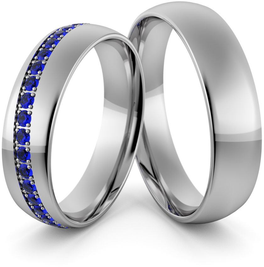 Eminence Obrączki ślubne palladowe 5 mm z szafirami - Pd-120 Pd-120-2