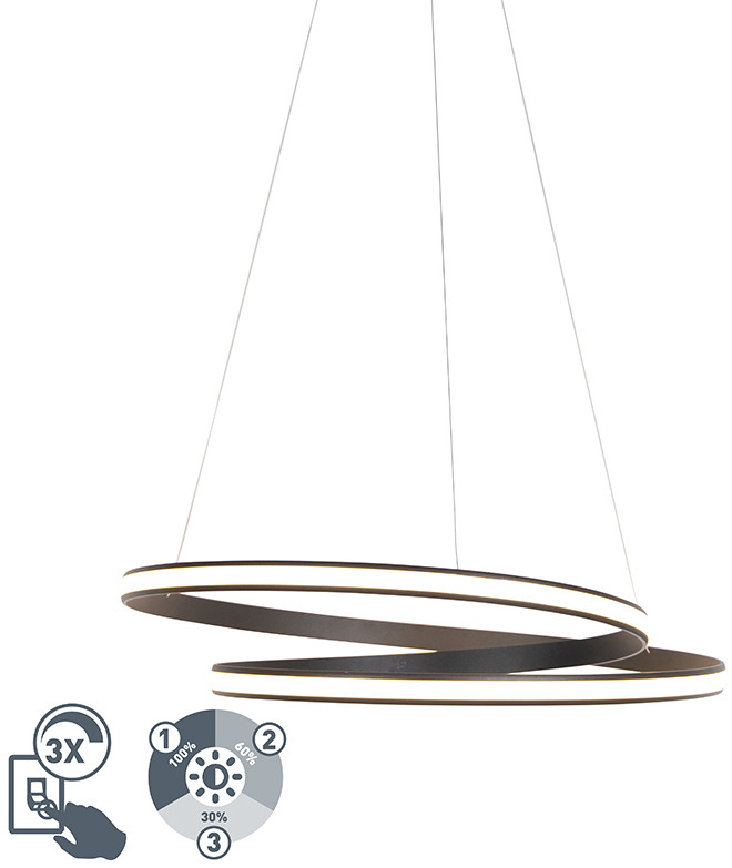 QAZQA Nowoczesna lampa wisząca czarna 74 cm z diodami LED - Rowan