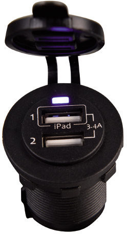 Talamex Talamex USB Socket Double 3.4A Black Eyes Flush Frame