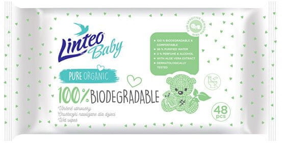 Linteo Chusteczki nawilżane Baby 100% Biodegradowalne 48 szt