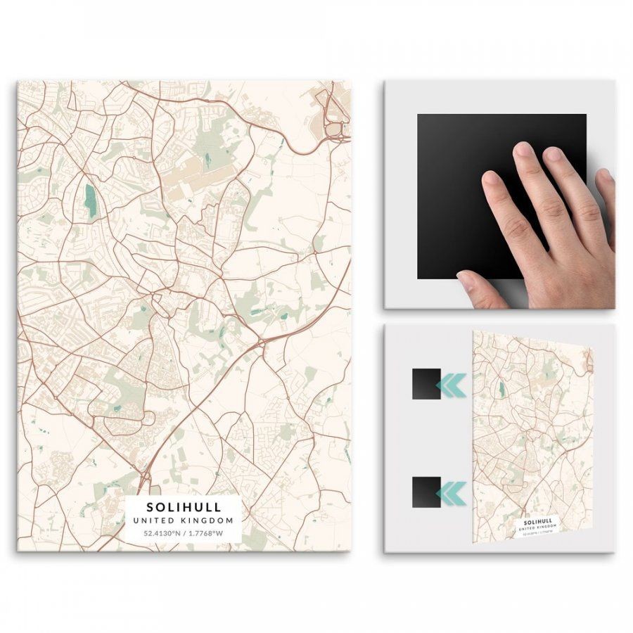 Pix4home Plakat metalowy Mapa Vintage Solihull L POS-L-04204