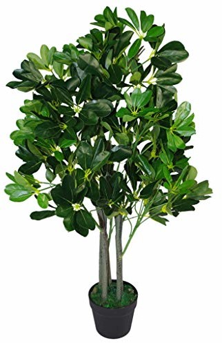 Leaf Design UK parasol, 95 cm, ciemnozielony, bardzo duży, sztuczny Evergreen Ficus doniczka na rośliny, 95 cm