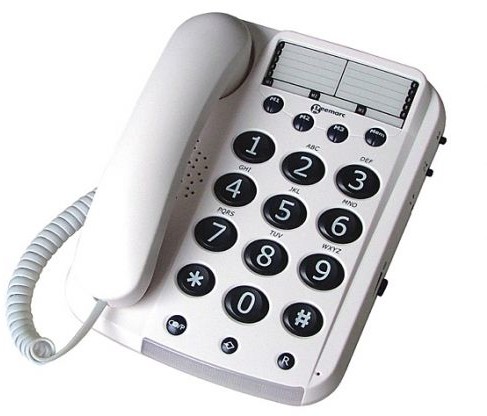 GEEMARC Telefon dla seniorów i niedosłyszących z dużymi przyciskami Dallas 10 DAL10_WH_F